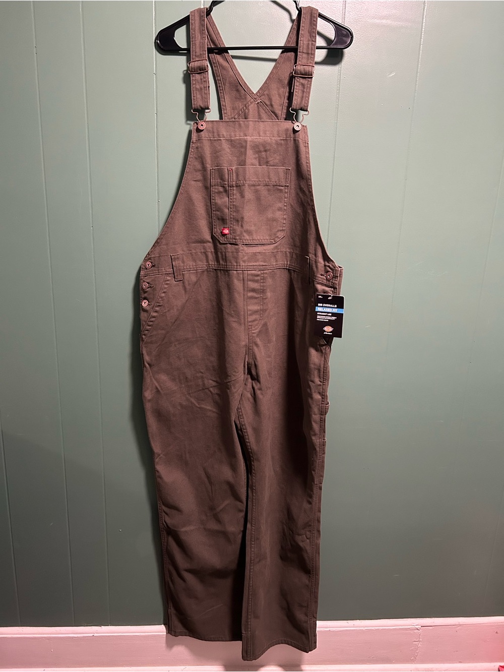 Women’s Dickies olive green relaxed-fit bib overalls
